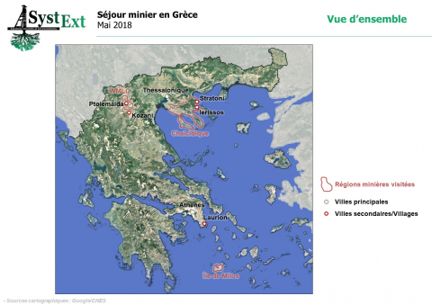 Localisation des régions minières visitées par SysExt (SystExt - novembre 2019 - CC BY NC SA 3.0 FR)